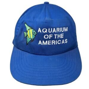 J Hats Aquarium of the Americas Hat Blue One Size 5 Panel Snapback Cotton Fish